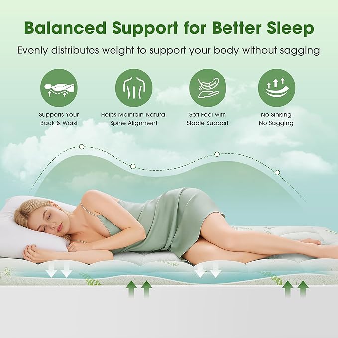 Mattress Pad Full Size, Cooling Pillow Top Mattress Topper, Ultra Soft Viscose - Image 4
