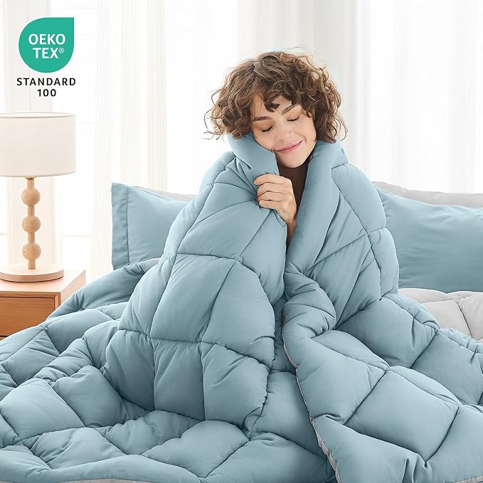 MUXHOMO 5 Pieces Twin Comforter Set, Reversible Bed in a Bag Twin Size - Image 2