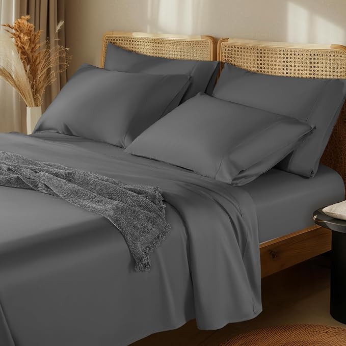 LBRO2M 1000 Thread Count 100% Egyptian Cotton Sheets Set 6 Piece Sets Full Size by LBRO2MBedding