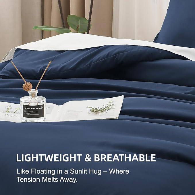 Litanika Navy Blue Oversized King Comforters Super King Size, 3 Pieces - Image 6