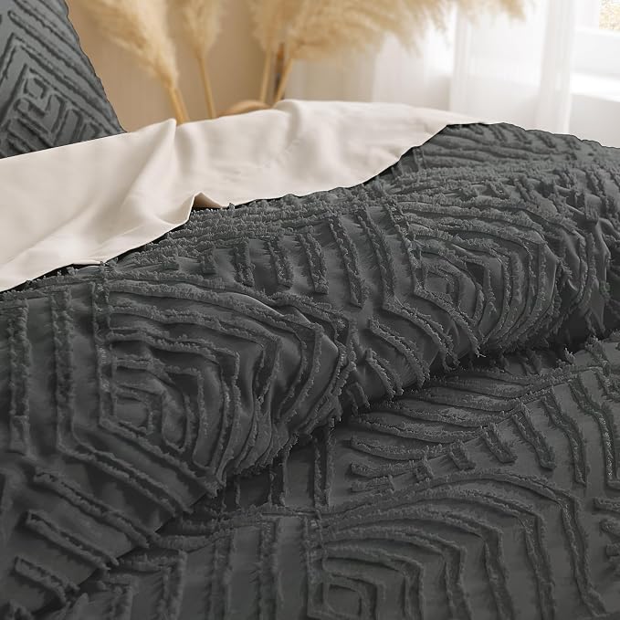 Andency Dark Grey Oversized King Comforter 120''x120'', 3 Pieces Dark Gray - Image 5