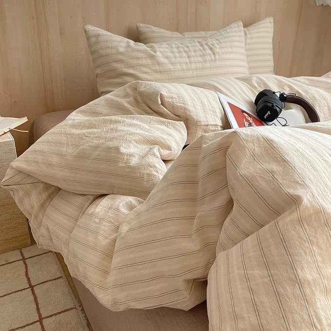 mixinni Retro Striped Duvet Cover Set Twin XL Size by mixinni