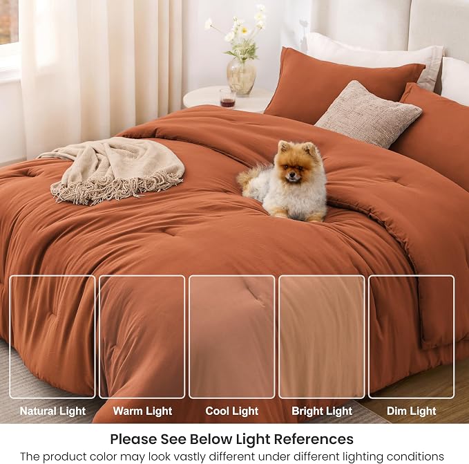 Love's cabin Terracotta King Size Comforter Set, 3-Piece Prewashed Bed Set - Image 6