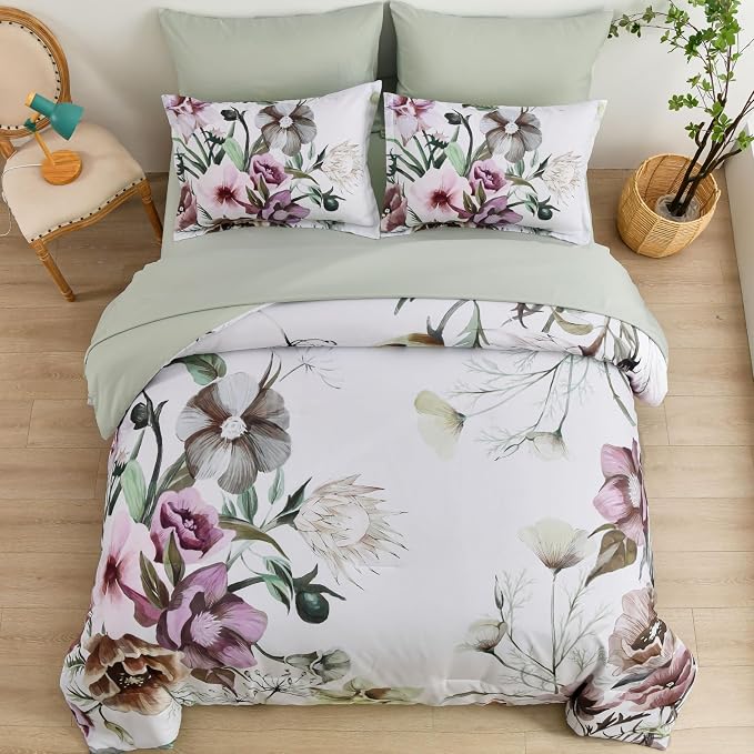 Luxudecor Floral Comforter Set Twin Size 5 Piece, Elegant Floral Comforter - Image 3