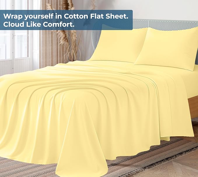 Royale Linens 100% Organic Cotton Twin Flat Sheet Only - Image 2