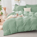 HYMOKEGE Sage Green Duvet Cover Full Size, Ultra Soft 3-Piece Seersucker Duvet by HYMOKEGE