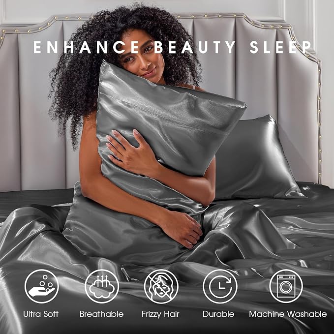FreshCulture Satin Sheets Twin Size Bed Set - Image 7