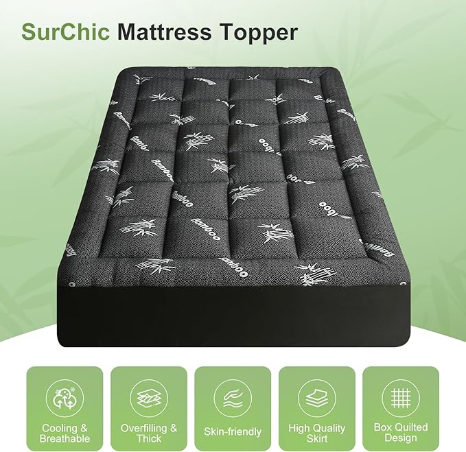 California King Size Mattress Topper Viscose Derived from Bamboo, Soft Thick - Image 4