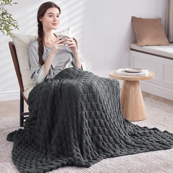 Knitted Weighted Blanket for Adult, No Beads Heavy Blanket 60” x 80'' 12lbs - Image 6