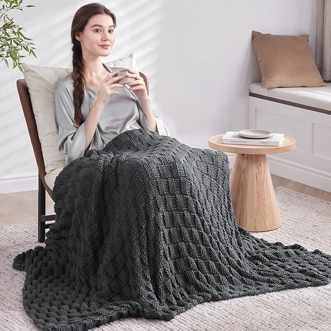 Knitted Weighted Blanket for Adult, No Beads Heavy Blanket 60” x 80'' 20lbs - Image 6