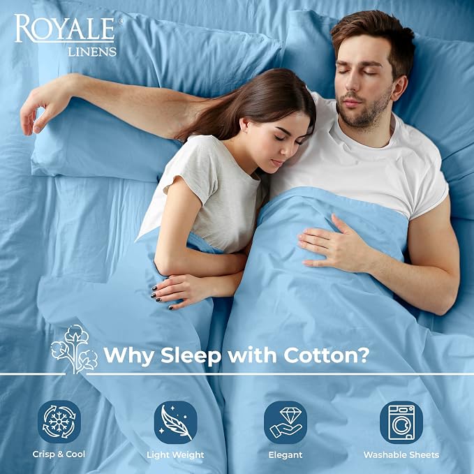 Royale Linens 100% Organic Cotton Queen Flat Sheet Only - Image 3