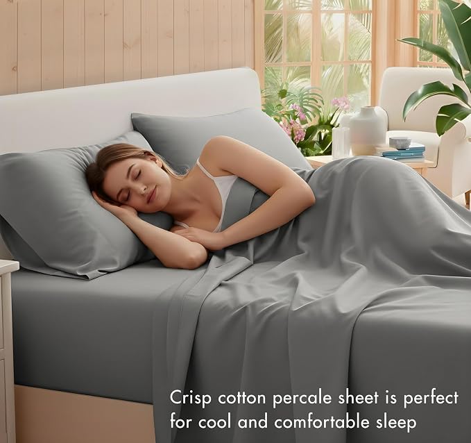 RUVANTI 100% Cotton Sheets – Twin Size Percale Bedding, Cooling & Breathable - Image 3