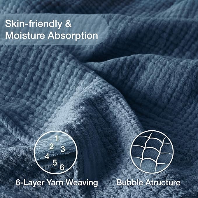 100% Cotton Muslin Blanket Twin 60" x 80", Breathable and Lightweight Cotton - Image 4