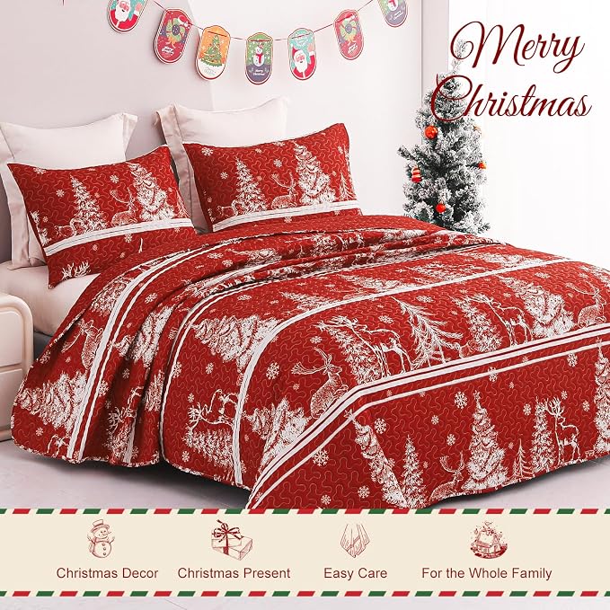 Exclusivo Mezcla Reversible Christmas Quilts Queen Size - Image 2