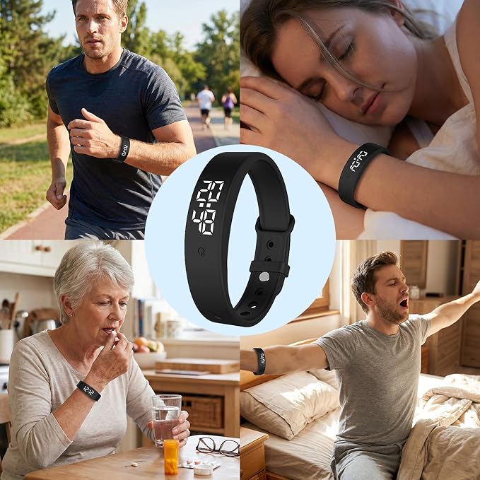 Vibrating Alarm Wristband Heavy Sleepers Adults Wrist Band Shock Clock Watch - Image 9