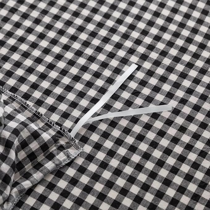 mixinni Black White Gingham Ruffle Duvet Cover Twin XL Size 3 Pieces – 100% - Image 9