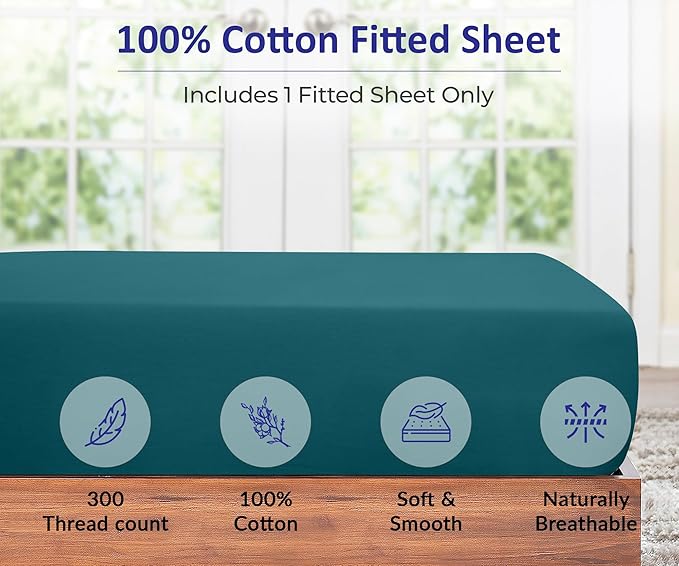ROYALE LINENS 300 Thread Count 100% Long Staple Combed Cotton Fitted Sheet Queen - Image 4