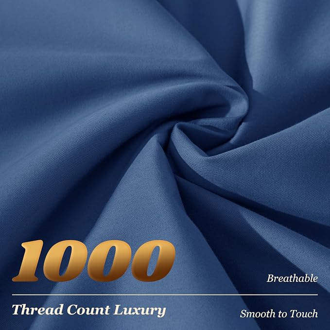 LBRO2M 100% Cotton Sheets Set Deep Pocket 19", 1000 Thread Count California - Image 4