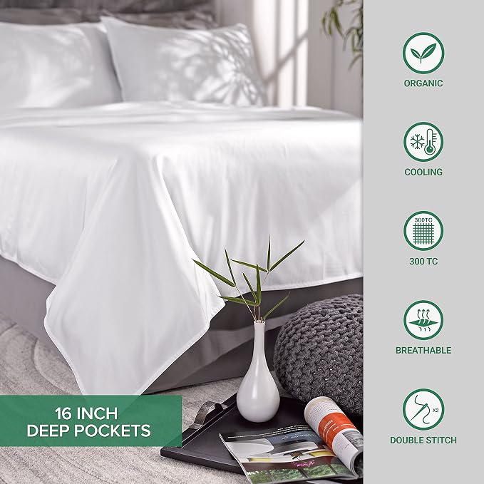 Pure Bamboo Queen Sheets, Genuine 100% Organic Viscose Derived from Bamboo Bed - Image 9