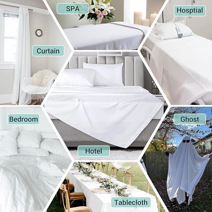 ZPECC White Bulk Flat Sheets Only King Size 24 Pack, Easy Sort Top Bed Sheet by - Image 2