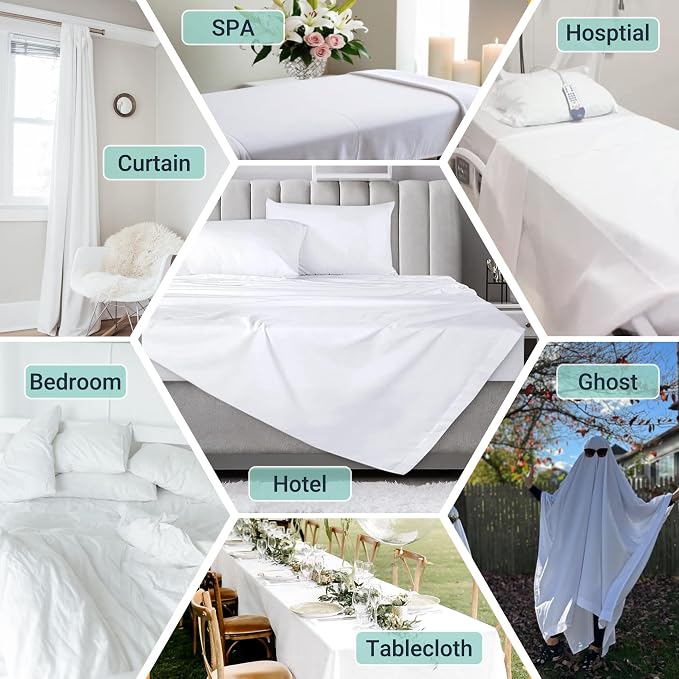 ZPECC White Bulk Flat Sheets Only Full Size 6 Pack, Easy Sort Top Bed Sheet by - Image 2
