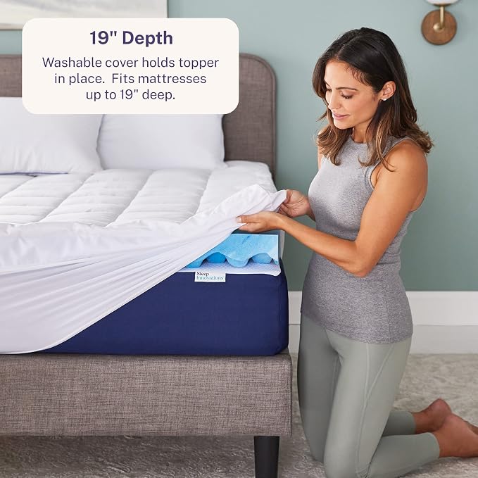 Sleep Innovations Dual Layer 4 Inch Memory Foam Mattress Topper, Full Size - Image 4