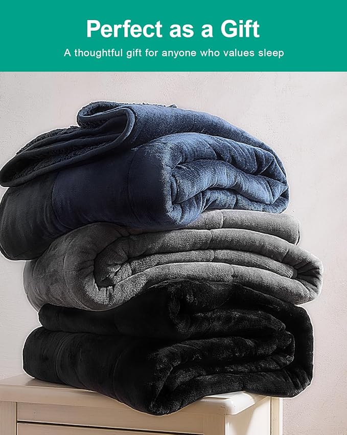 Super Fuzzy Soft Sherpa Fleece Weighted Blanket, 12 lbs Dual Sided Fluffy Heavy - Image 5