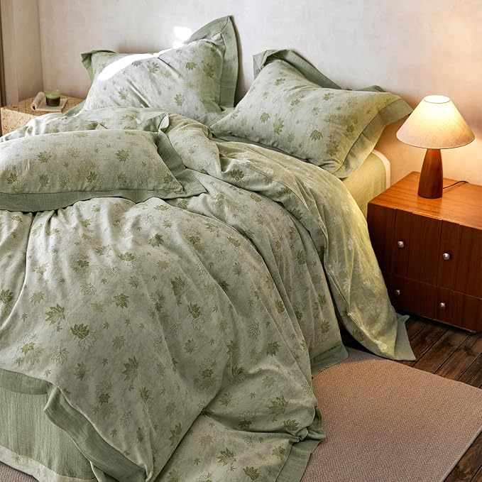 mixinni Yarn-Dyed Jacquard Duvet Cover Queen, Soft Breathable Double Layer Gauze - Image 4