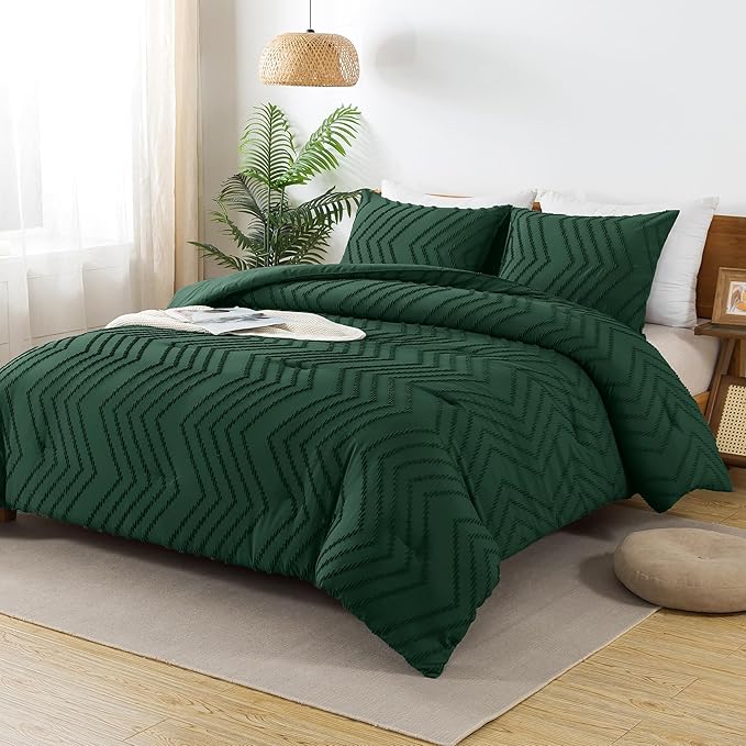 Andency Emerald Green Comforter King Size, Boho Dark Green Soft Warm Bedding - Image 7