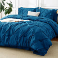CozyLux King Size Comforter Set Teal, 7 Pieces Pintuck Bed in A Bag Teal by CozyLux