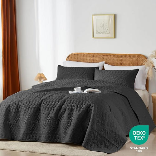 akkialla Twin Size Quilt Bedding Set, Modern Style Geoetric Pattern Coverlet Set - Image 2