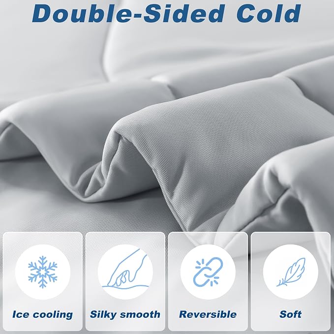 Cooling Comforter Twin Size, Double-Sided Cold Tech Fabric Quilted Bed - Image 3