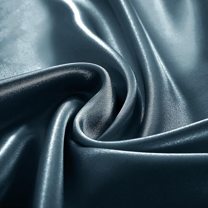 Homiest Deep Sea Blue Satin Fitted Sheet Twin Size, Deep Pocket, Luxury & Ultra - Image 4