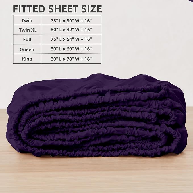 HBHLFZ Full Fitted Sheet Only, Soft Breathable Bottom Sheet - Image 2