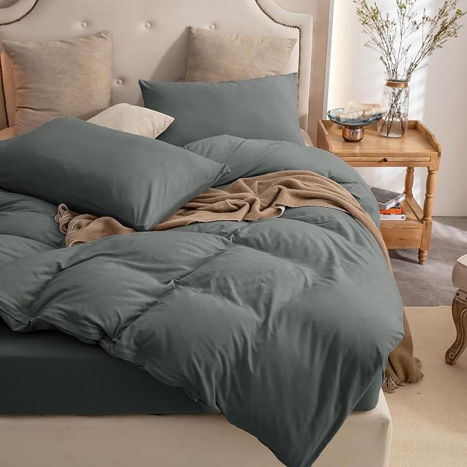 PURE ERA Jersey Knit Duvet Cover Set 100% T-Shirt Cotton Super Soft Comfy 2pc - Image 3