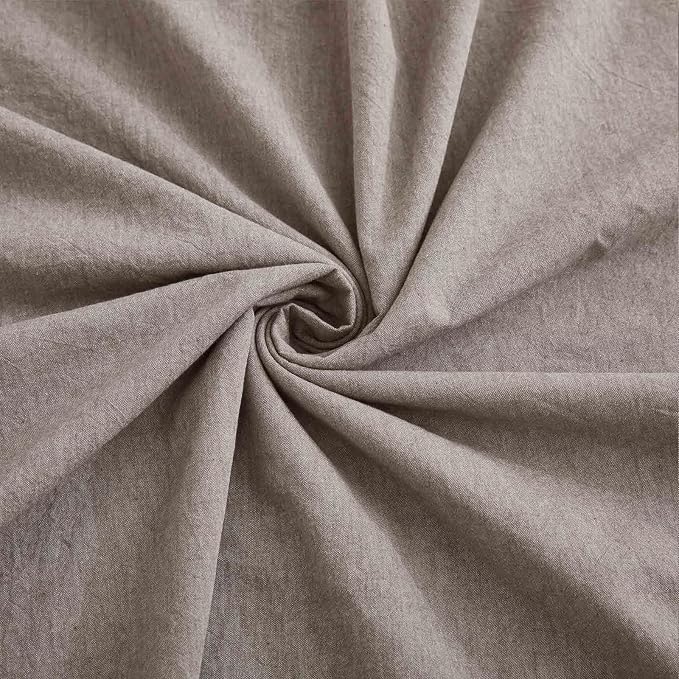 100% Cotton Duvet Cover Queen Size, Mauve Brown Linen-Like Natural Bedding Set - Image 6