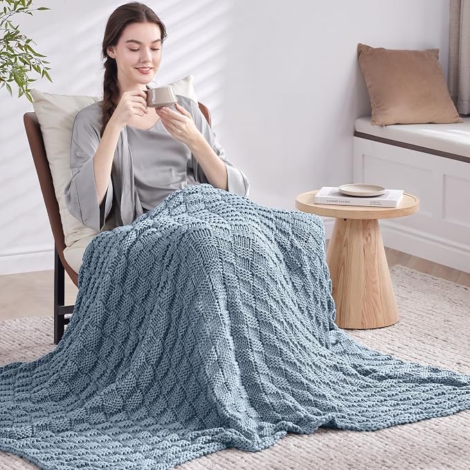 Knitted Weighted Blanket for Adult, No Beads Heavy Blanket 48” x 72'' 12lbs - Image 7