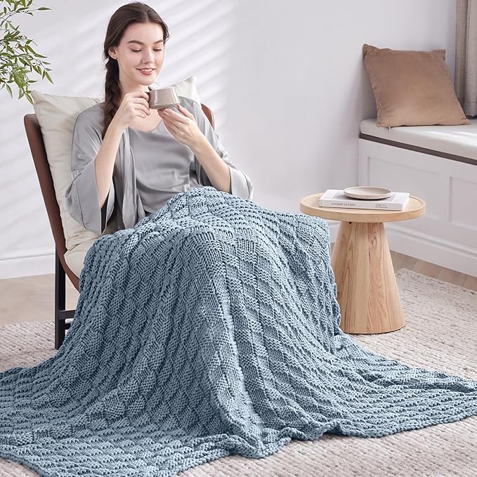 Knitted Weighted Blanket Kids, No Beads Heavy Blanket 36” x 48'' 5lbs, - Image 7