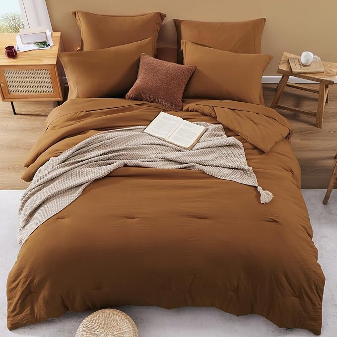 WRENSONGE Oversize King Size Comforter Sets- 7 Pieces Soft Terracotta Bed in a - Image 2