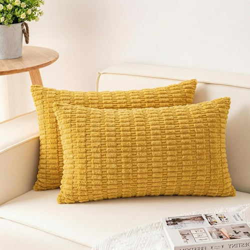 Aegero Pack of 2 Corduroy Decorative Throw Pillow Covers 12x24 Inch Soft by Unknown
