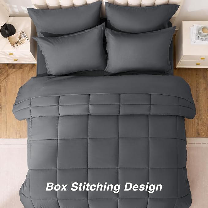 Love's cabin Twin XL Comforter Set Soot Grey, 5 Pieces Twin XL Bed in a Bag - Image 4
