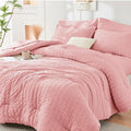 HYMOKEGE Rose Pink California King Comforter Set Seersucker 7 Pieces, All by HYMOKEGE