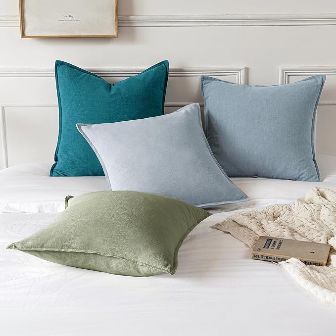 MIULEE Decorative Linen Pillow Covers 18x18 Inch Sage Green ​Boho Farmhouse​ - Image 5