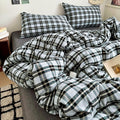 mixinni Vintage Grey & Pale Blue Buffalo Plaid Duvet Cover Set King Size by mixinni