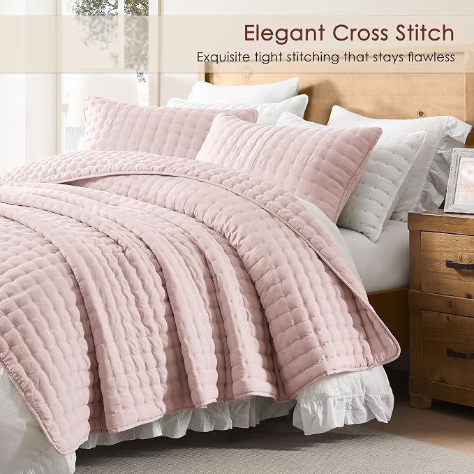 WDCOZY Pink Twin Size Quilt Bedding Sets - Image 3