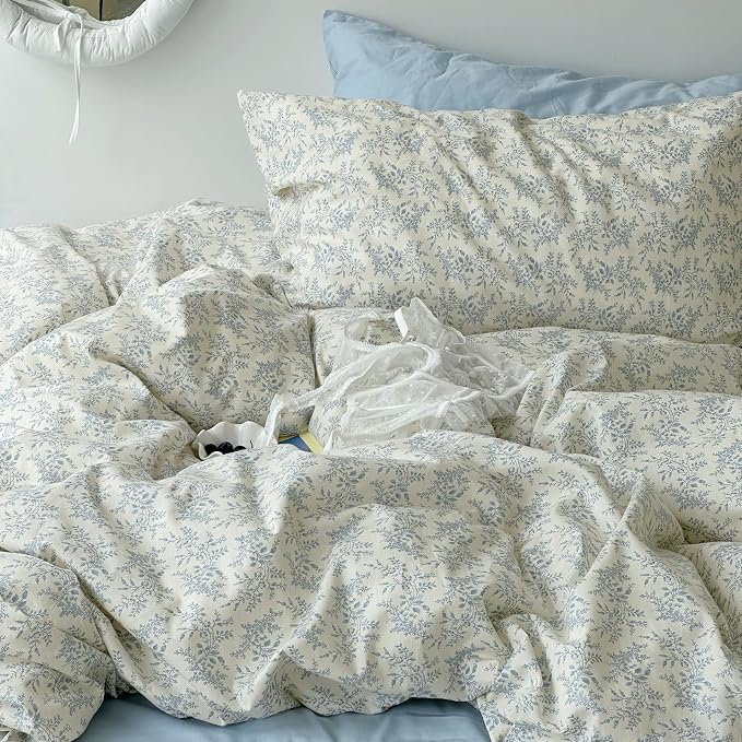 mixinni Blue Floral Duvet Cover Queen Size - Image 5