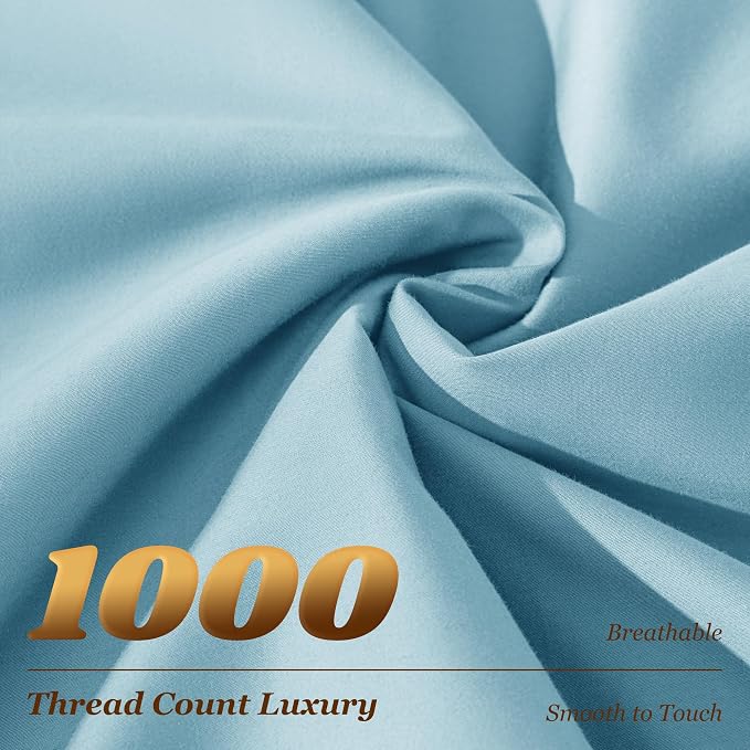 LBRO2M 100% Cotton Sheets Set Deep Pocket 19", 1000 Thread Count Queen Size 4 - Image 4