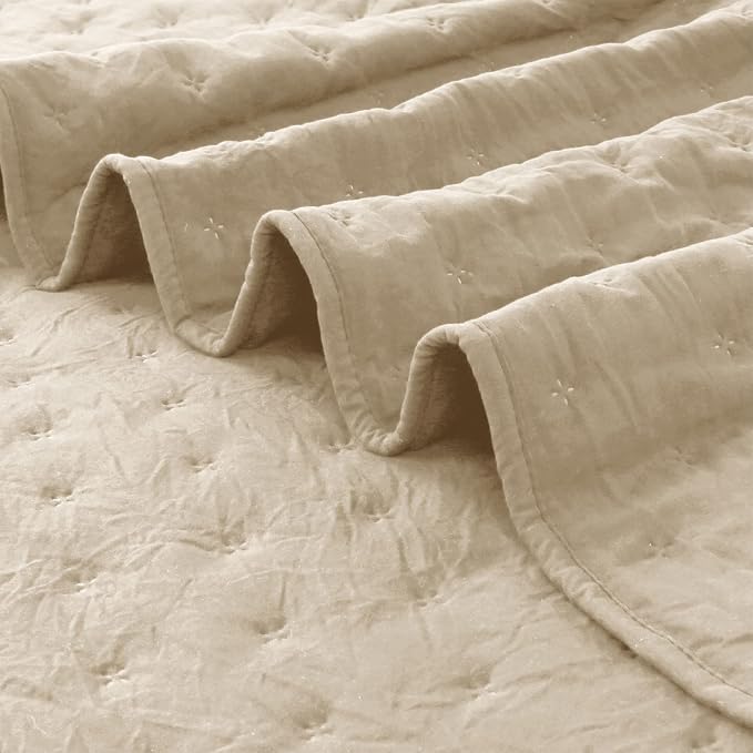 ROARINGWILD Beige Cloud Queen Size Quilt Bedding Sets - Image 4