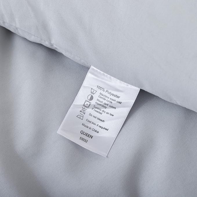 ROSGONIA King Size Comforter Set Light Grey - Image 9