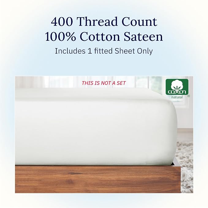 California Design Den Fitted Cotton Sheet Queen, Deep Pocket Soft 400 Thread - Image 4